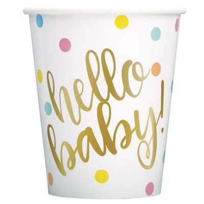 Hello Baby! Baby Shower 9oz. Paper Cups Pk 8