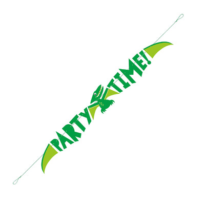 Green Party Time Dinosaur Party Banner 1.5m (Pk 1)