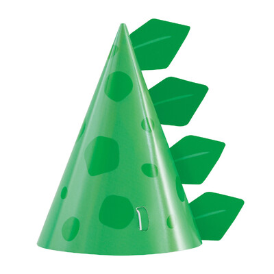 Green Dinosaur Party Hats (Pk 8)