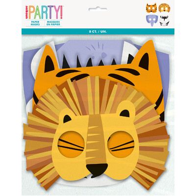 Animal Safari Party Favours Paper Masks (Pk 8)