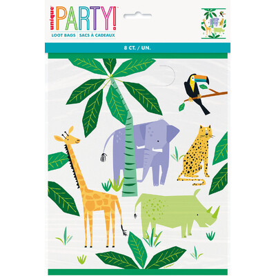Animal Safari Plastic Loot Bags (Pk 8)