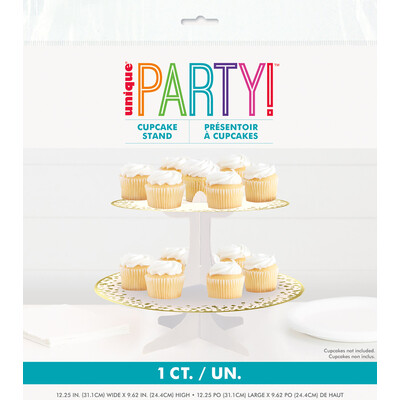White & Gold 2 Tier Cupcake Stand (Pk 1)