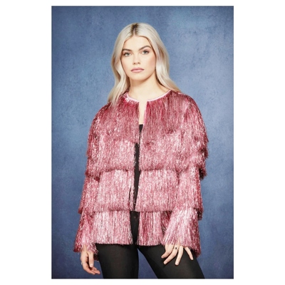 Adult Pink Tinsel Fringe Festival Jacket (S/M)