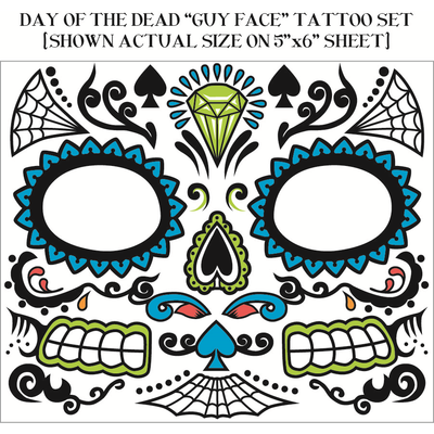 Day of the Dead Male Face Tattoos (1 Sheet)