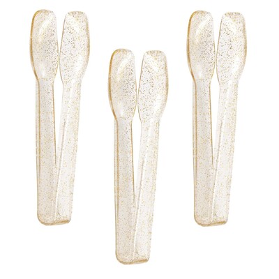 Gold Glitter Plastic Mini Scoop Tongs Pk 4 Lolly Bar