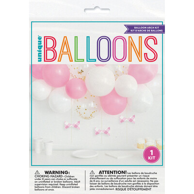  Pink & White Balloon Arch Kit (15 Balloons , 3 Bows) Pk 1