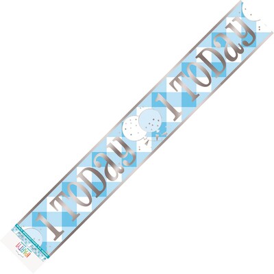 One 1 Today Prismatic Foil Banner | Blue & White First 1st Birthday Party Decoration 2.74m