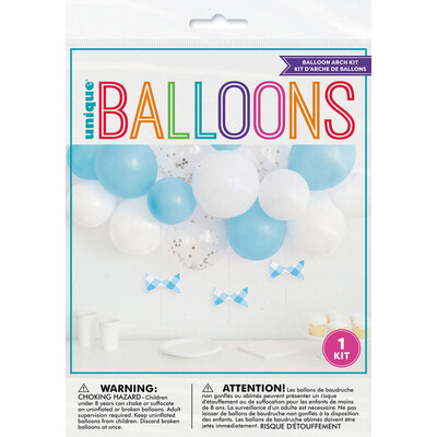 Blue & White Balloon Arch Kit (15 Balloons , 3 Bows) Pk 1