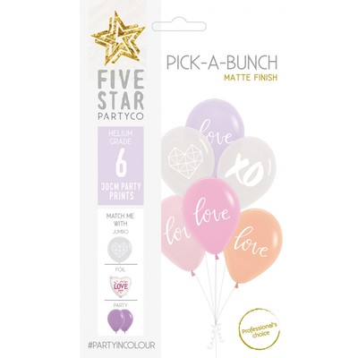 Pick-A-Bunch Pastel Mix Love XO 12in. Latex Balloons Pk 6