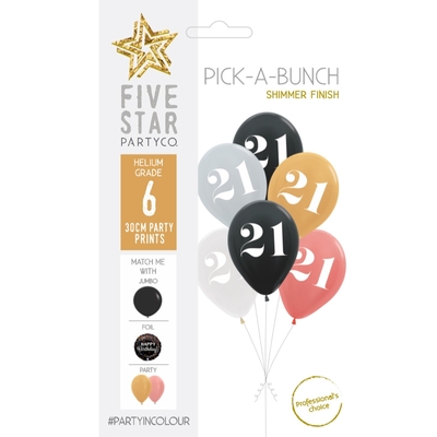 Pick-A-Bunch 21 Assorted 30cm Latex Balloons Pk 6