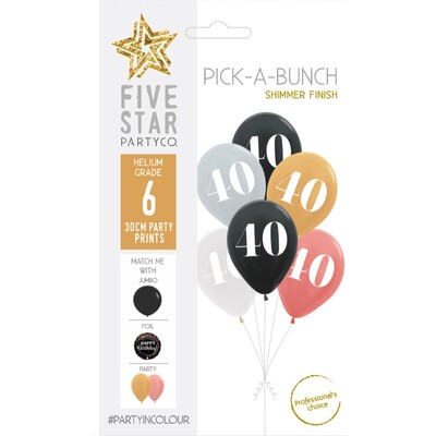 Pick-A-Bunch 40 Assorted 30cm Latex Balloons Pk 6