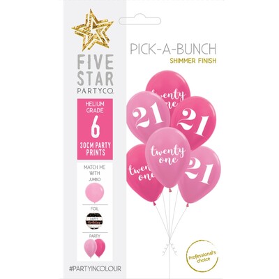 Pick-A-Bunch 21 Assorted Pinks 12in. Latex Balloons Pk 6