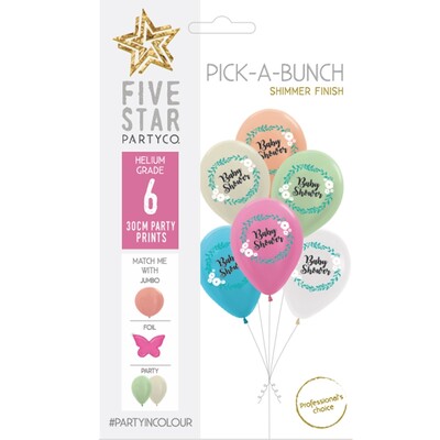Pick-A-Bunch Baby Shower Assorted 12in. Latex Balloons Pk 6