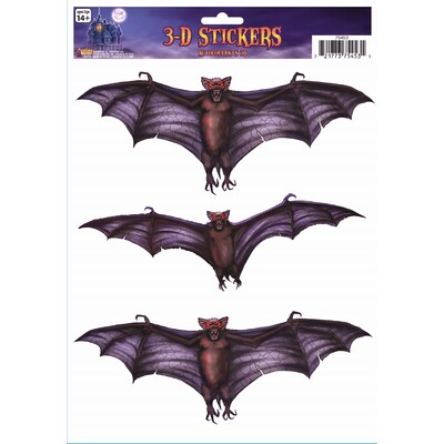 Halloween Bat Window Cling 3D Stickers (1 Sheet of 3 Stickers)