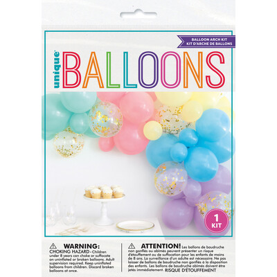Pastel Colours Balloon Arch Kit (40 Balloons + Tape) Pk 1