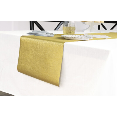 Gold Glitter Plastic Table Runner (270x33cm)