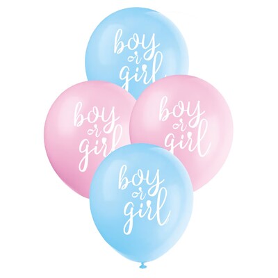 Gender Reveal Boy or Girl 30cm Latex Balloons Pk 8