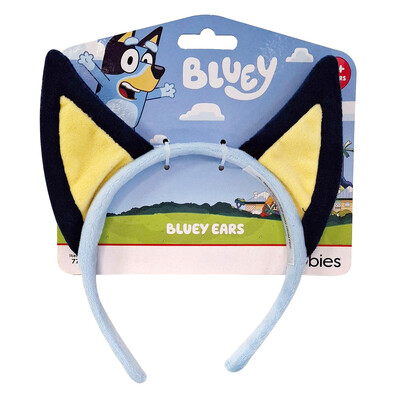 Bluey Official Plush Ears Headband Costume Accessory – Kids Dress Up Blue Heeler Role Play