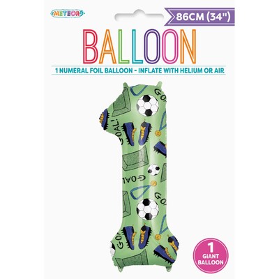 Soccer Goal Number 1 Foil Balloon 86cm | Giant Soccer Birthday Balloon