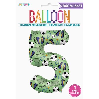 Soccer Goal Number 5 Foil Balloon 86cm | Giant Soccer Birthday Balloon
