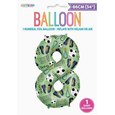 Soccer Goal Number 8 Foil Balloon 86cm | Giant Soccer Birthday Balloon