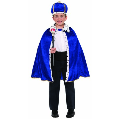 Child King Blue Robe & Crown Costume Set Pk 1