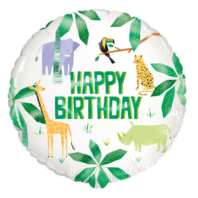 Animal Safari Happy Birthday Foil Balloon 18in (Pk 1)