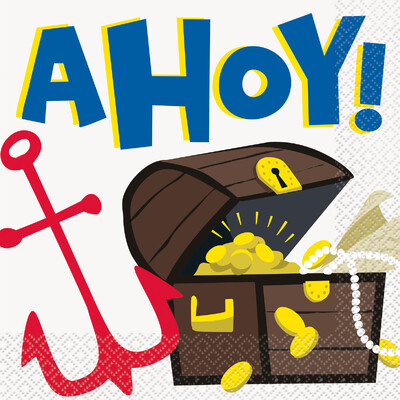 Ahoy Pirate 2 Ply Paper Lunch Napkins (Pk 16)