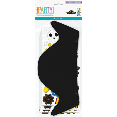 Make Your Own Pirate Ahoy Party Hats with Stickers (Pk 8)