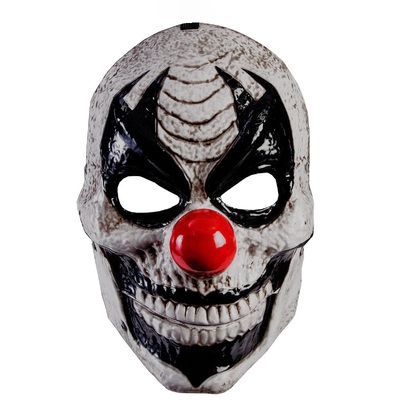 Black & Red Sinister Clown Mask with Moving Jaw 