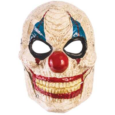 Red & Blue Creepy Clown Mask with Moving Jaw 
