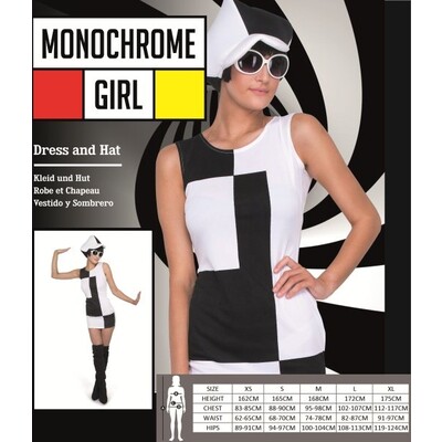 Adult Monochrome Girl Costume (Large, 16-18) Pk 1