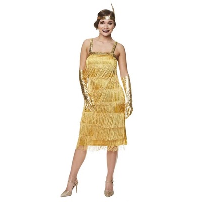 Adult Gold 1920s Flapper Dress Costume (Large, 16-18)