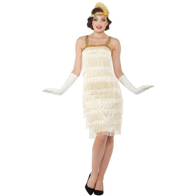 Adult Ivory Flapper Dress Costume (Small, 8-10)