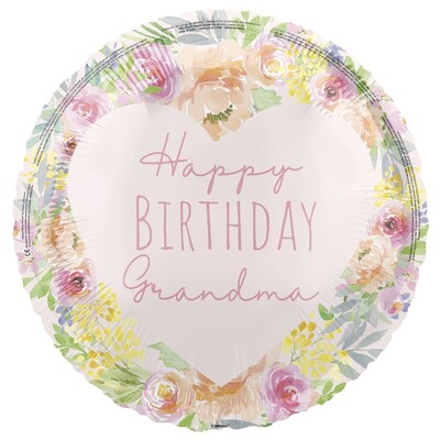 Floral Happy Birthday Grandma Foil Balloon 45cm