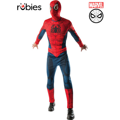 Spider-Man Adult Costume X-Large – Printed Jumpsuit with Hood Mask Snood
