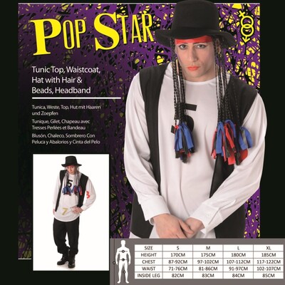 Adult Pop Star Costume (X Large, 117-122cm) Pk 1