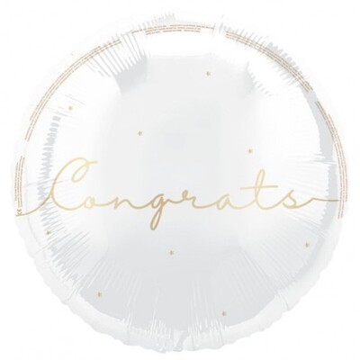 Congrats White & Gold Foil Balloon 45cm