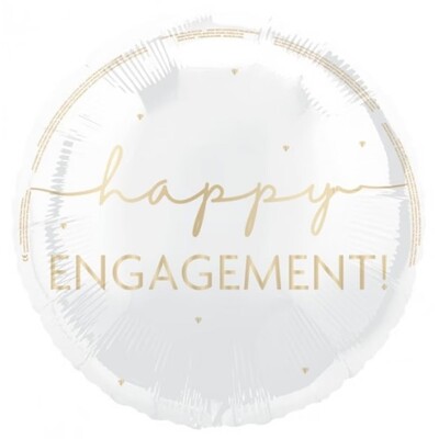 Happy Engagement White & Gold Foil Balloon 45cm