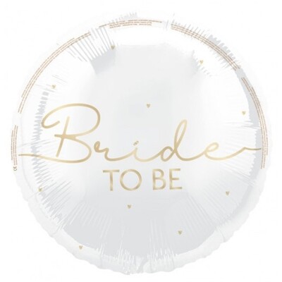 White & Gold Bride To Be Foil Balloon 18in 45cm
