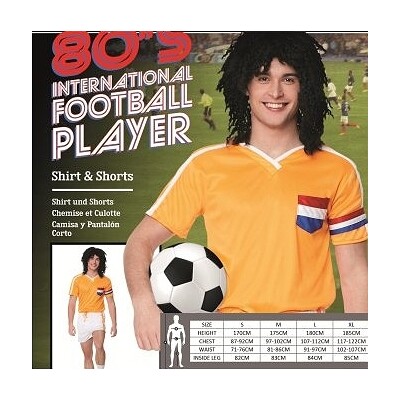 1980's Soccer Player Adult Costume Large 107-112cm Pk 1