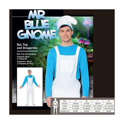 Adult Mr Blue Gnome Costume (X Large, 117-122cm) Pk 1