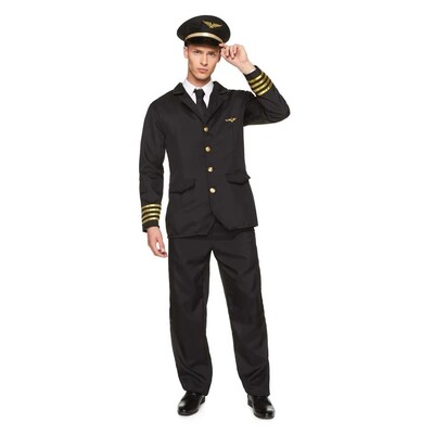 Adult Airline Pilot Costume Mens Large