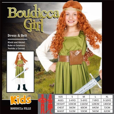 Child Boudicca Girl Costume (Medium, 5-6 Yrs)