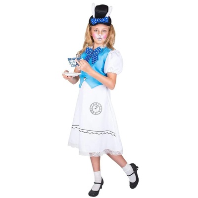 Child White Rabbit Dress Costume (Medium, 5-6 Yrs)