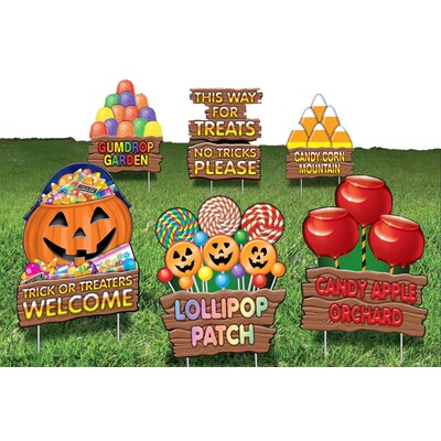Trick or Treat Halloween Yard Sign Decoration Set (6 Pieces)