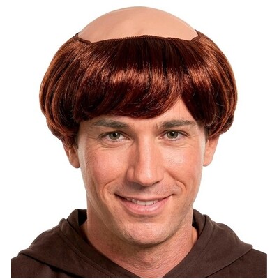Brown Monk Wig Bald Headpiece Adult Costume Accessory