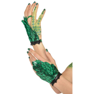 Metallic Green Dragon Scale Hand Coverlets/Gloves (1 Pair) Pk 1