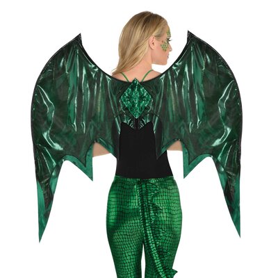 Deluxe Metallic Green Dragon Wings (Pk 1)
