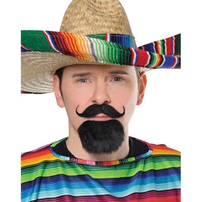 Black Mexican Moustache & Goatee Beard Set